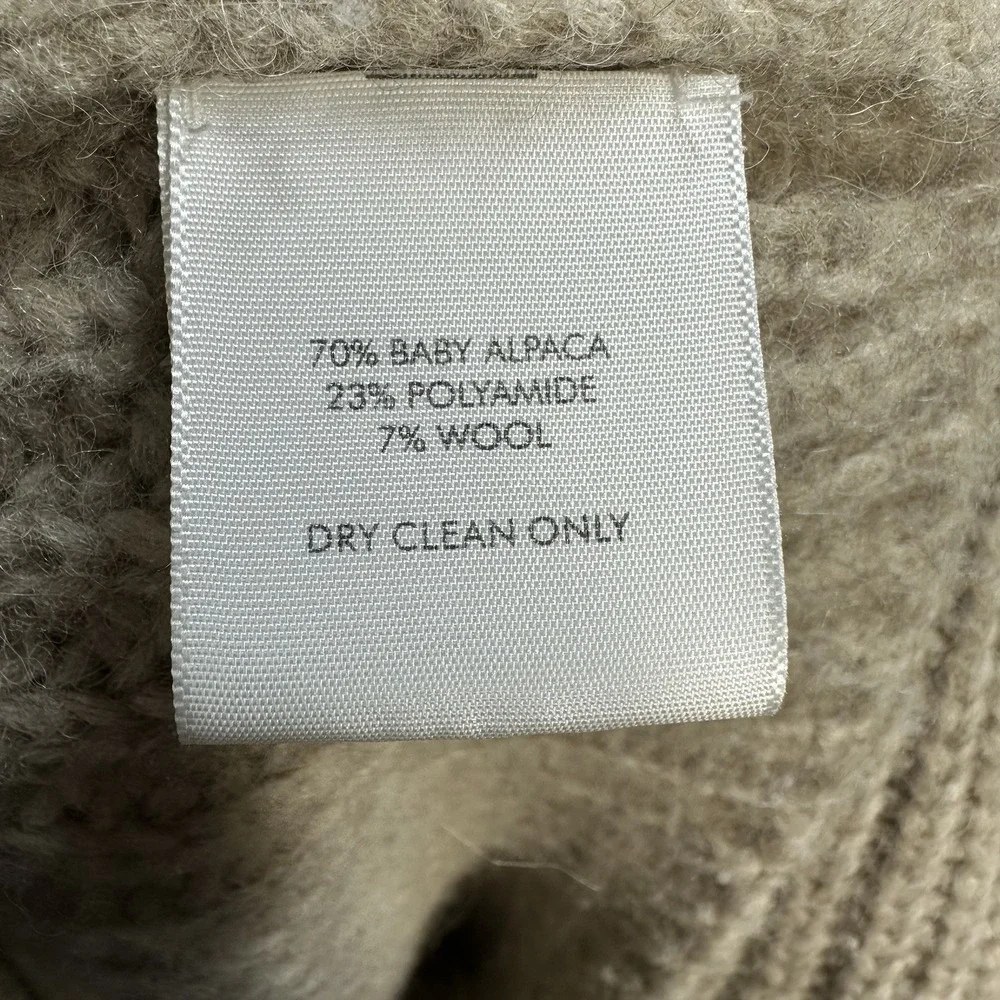 White + Warren Plush Alpaca Blend Open Jacket Sweater Oat Straw Sz M Chunky Knit